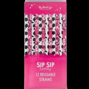 NWT - Cowgirl Reusable Straws - 12 Reusable Plastic Straws